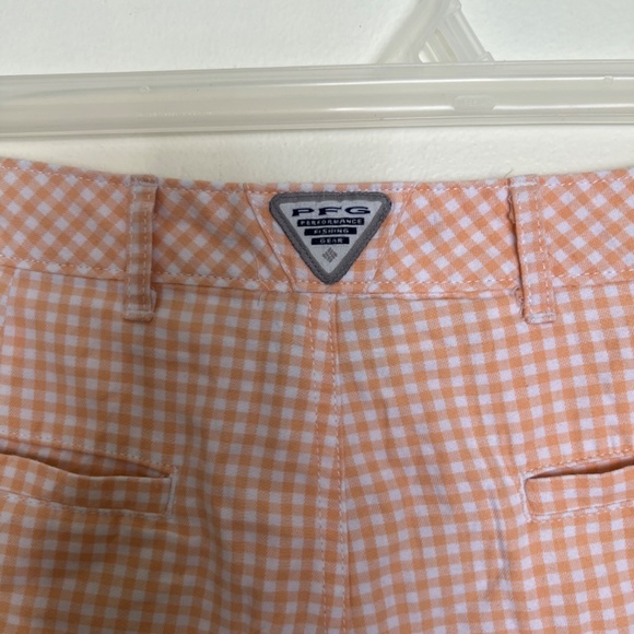 Columbia Super Bonehead Lotus Gingham Women Shorts Size 12 in Orange - Picture 6 of 9
